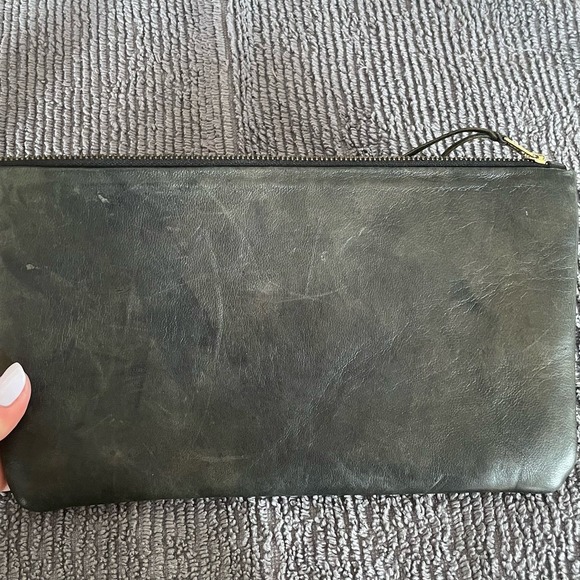 Hacienda Montaecristo Large Wristlet Black Gray Leather Artesian Handmade Mexico - Picture 3 of 12